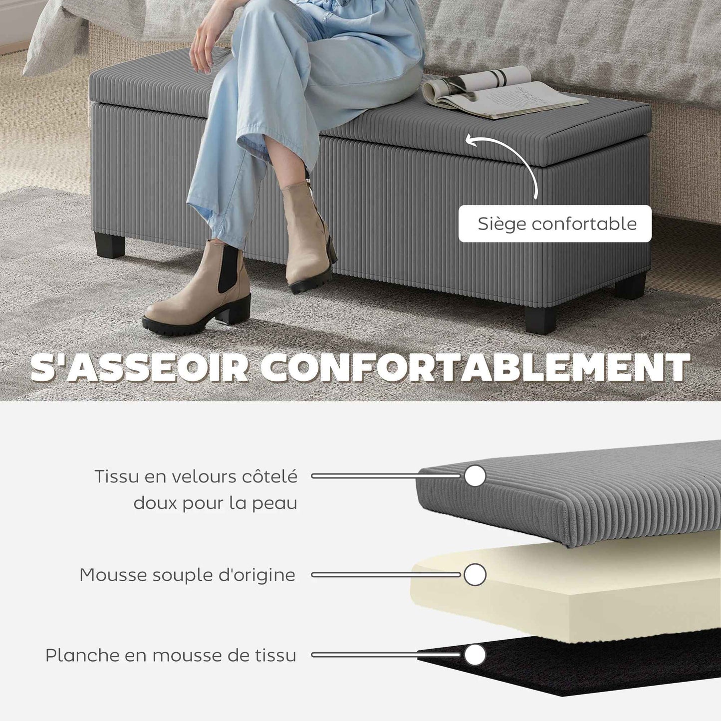 description physique du banc de rangement