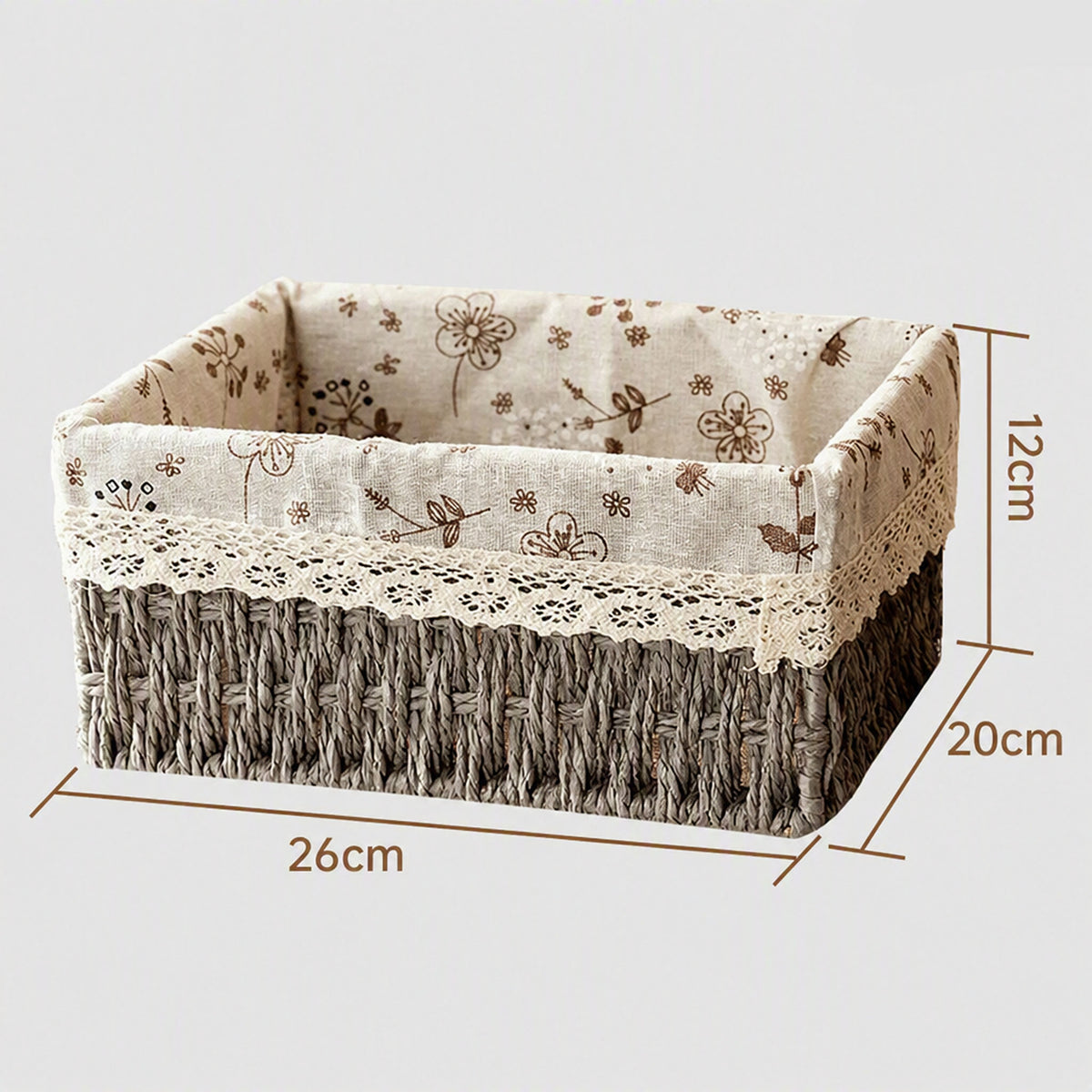 Dimensions du panier de rangement large gris