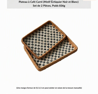 2 panier de rangement en rotin motif carreaux
