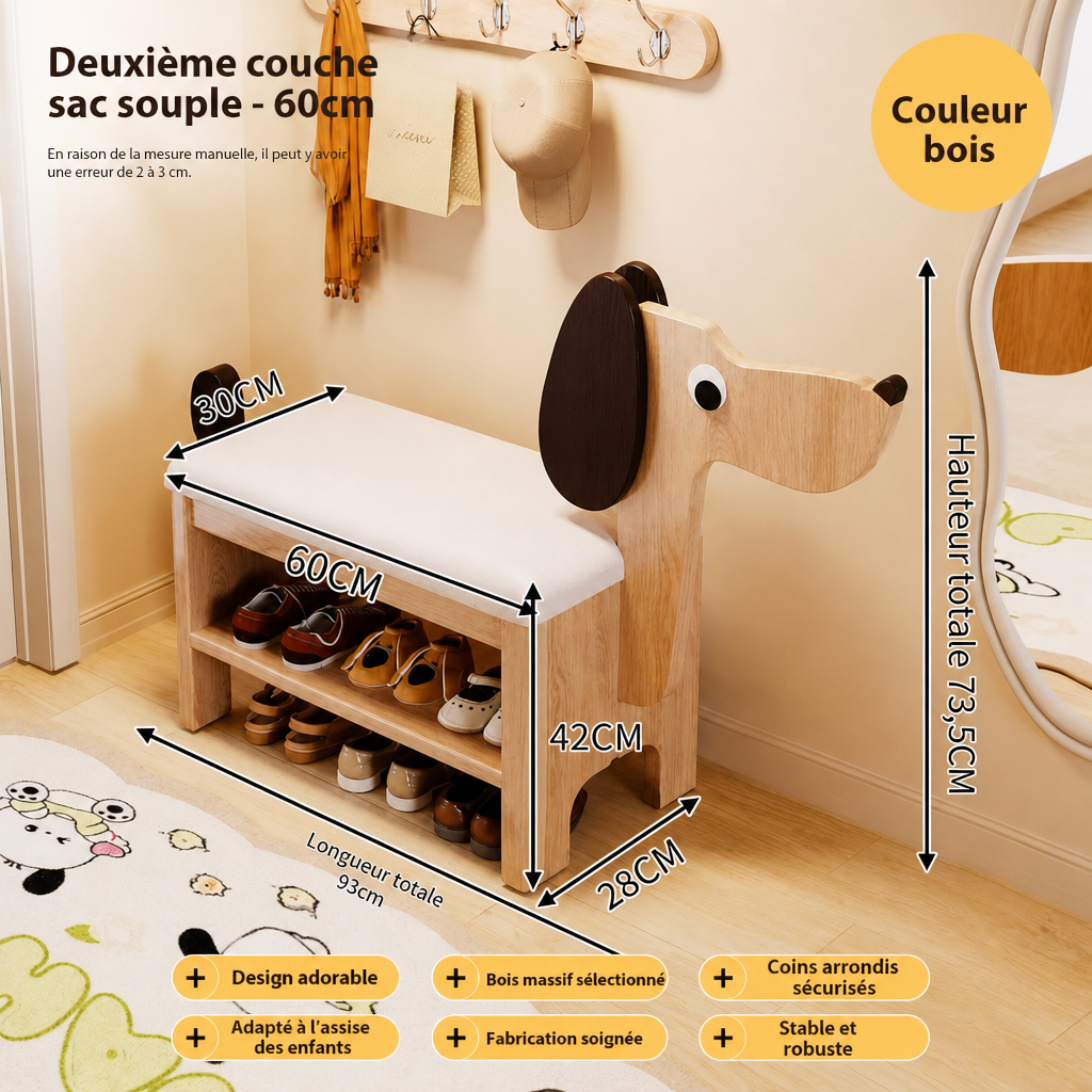 Banc d'entrée design chien beige