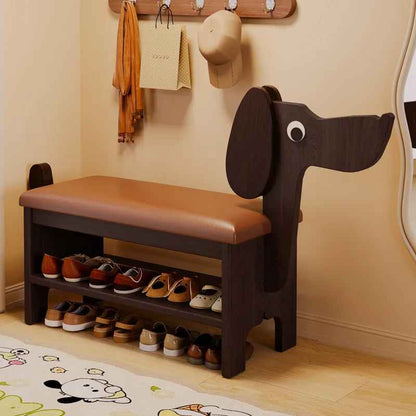 Banc d'entrée design chien brun
