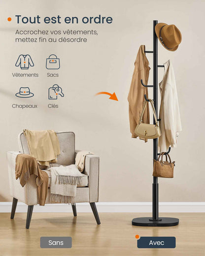 Avant et après avec un porte manteau