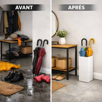 Image avant et après l'achat d'un porte parapluie