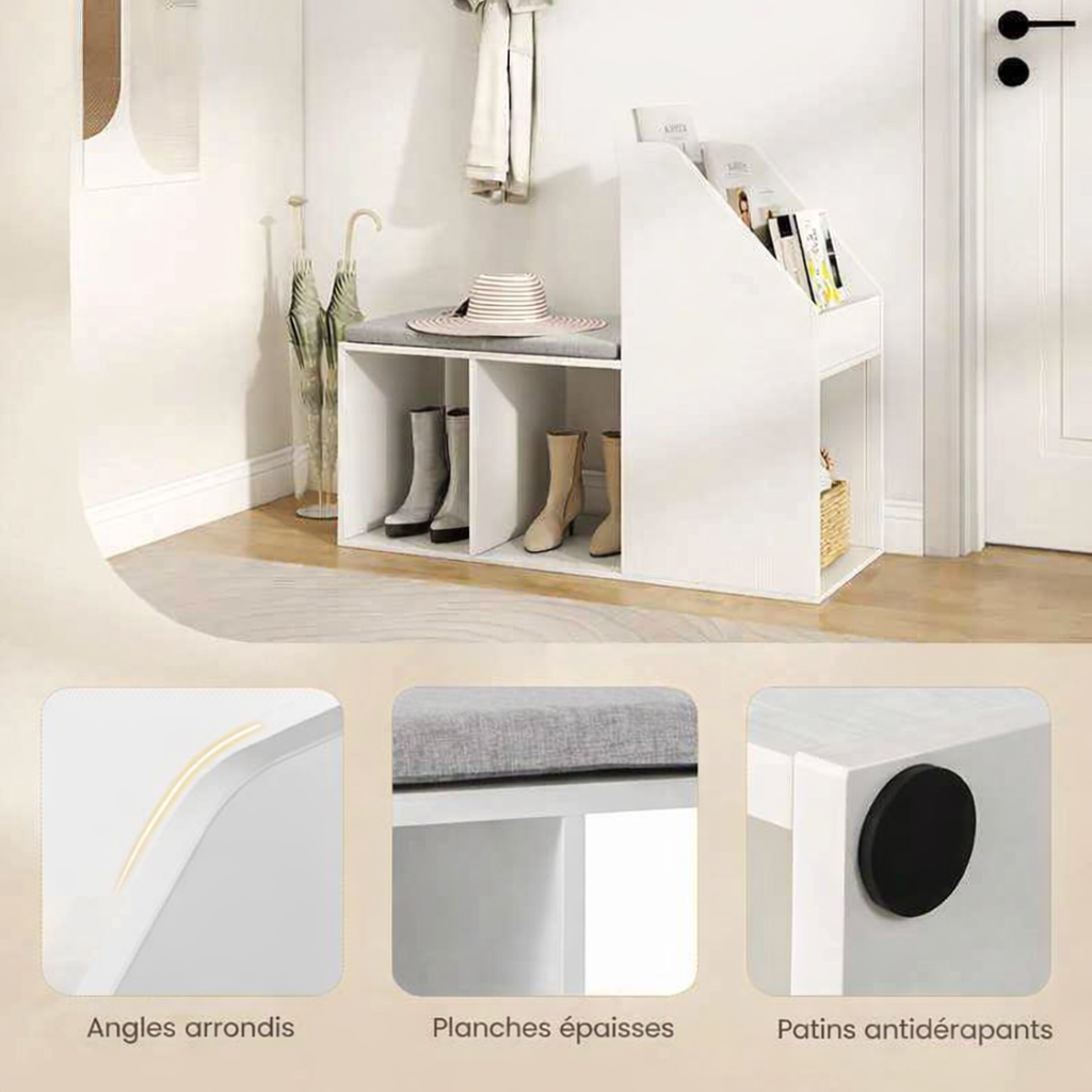 description physique du banc de rangement 