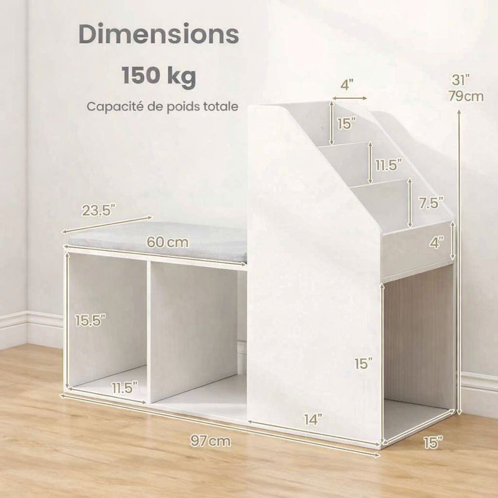dimensions du banc de rangement