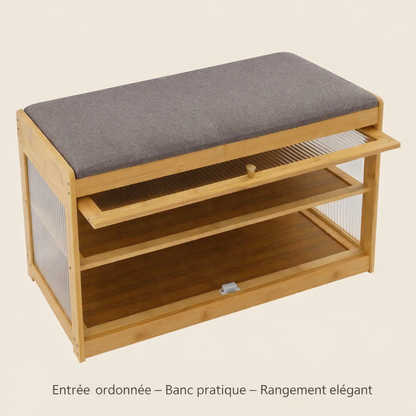 banc de rangement avec la porte ouverte