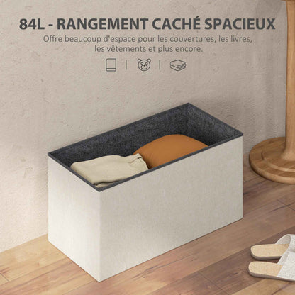 banc de rangement spacieux au sol 