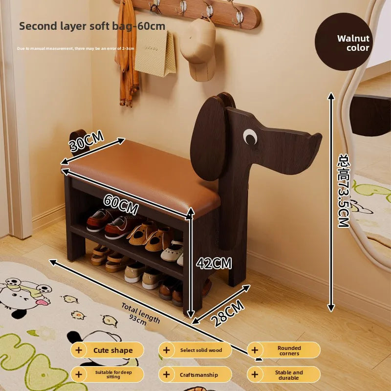 Banc d'entrée chien brun 60 cm 