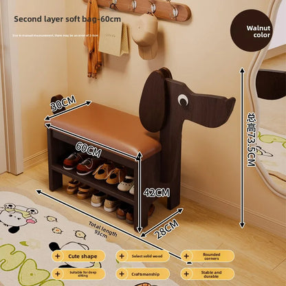 Banc d'entrée chien brun 60 cm 