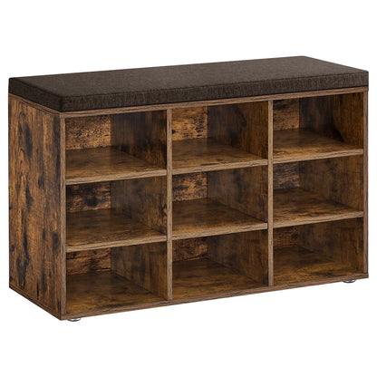 Banc rangement chaussures marron rustique