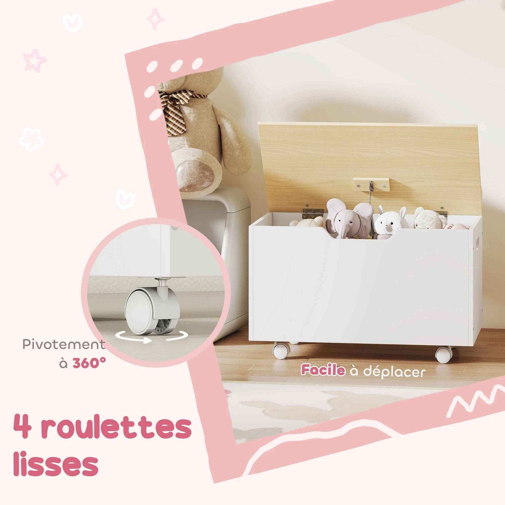 Coffre de rangement avec 4 roulettes