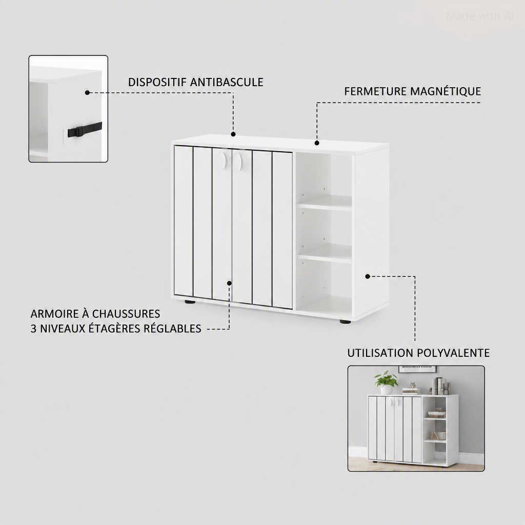 Description du meuble d'entrée chaussure