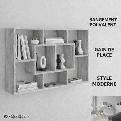 Descriptions de l'étagère murale gris 