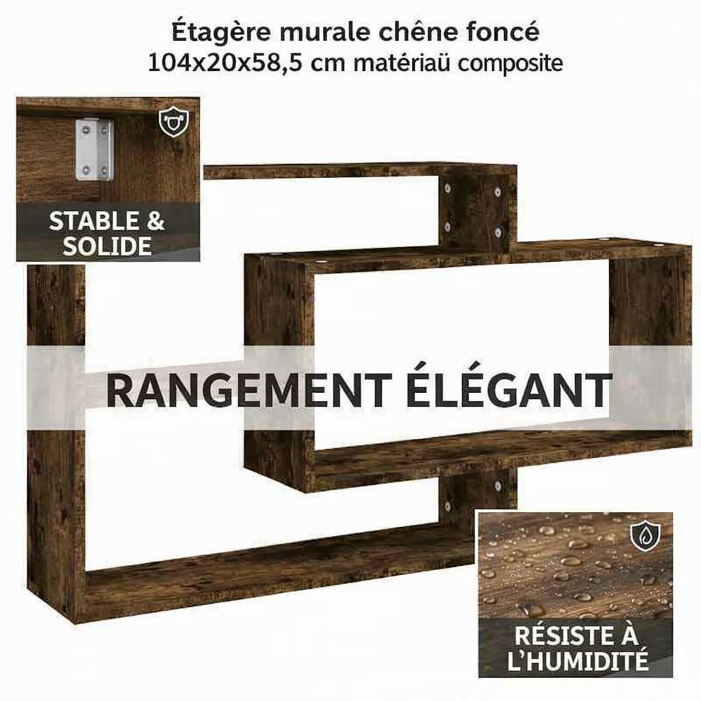 Descriptions et mesures de l'étagère murale
