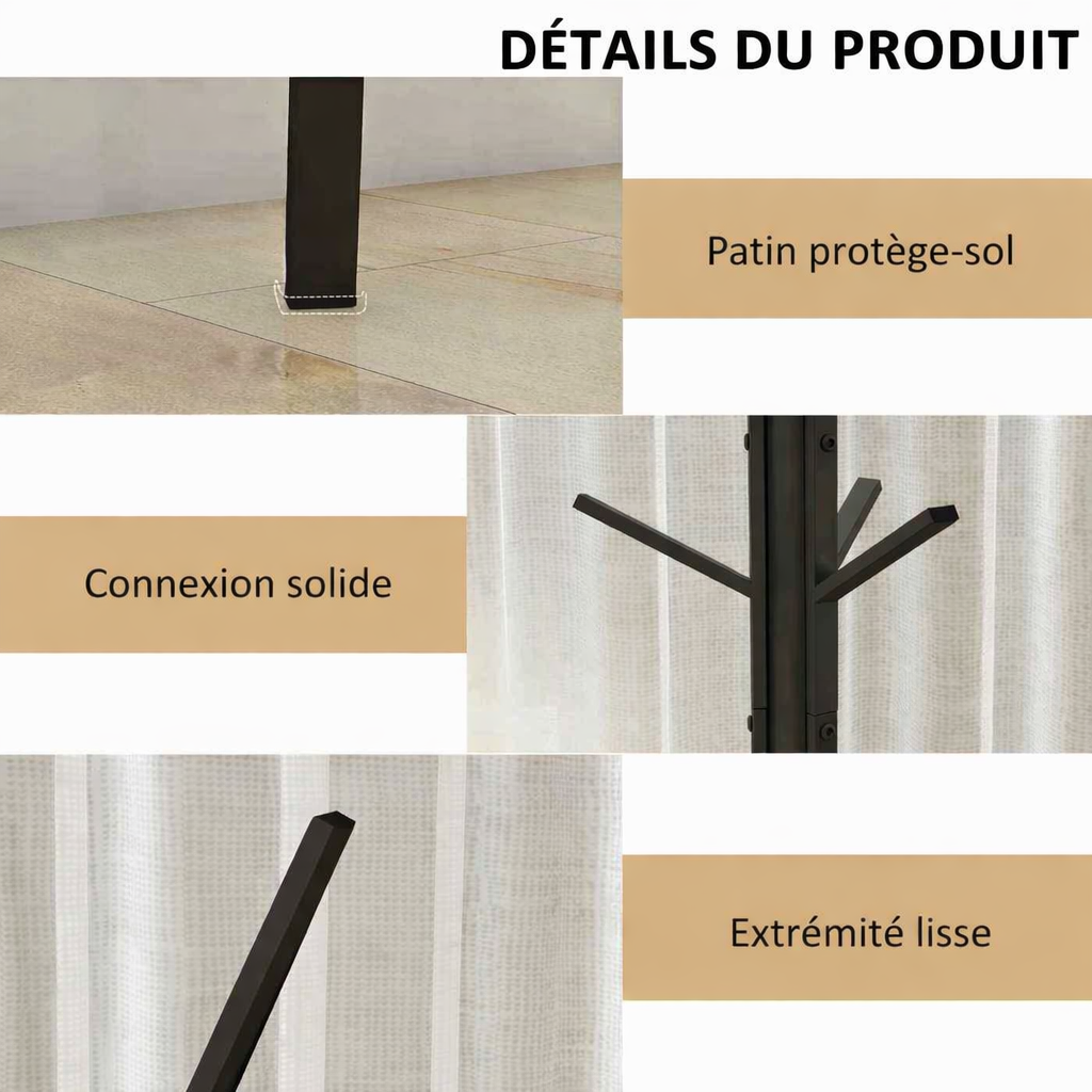Base et structure du porte-manteau scandinave 8 crochets