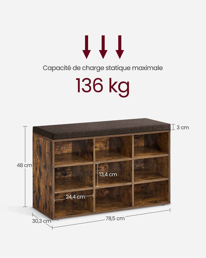 Dimensions du banc de rangement chaussures