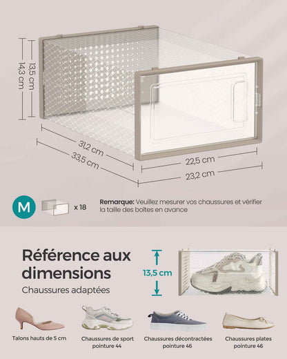 Dimensions de la boîte à chaussures