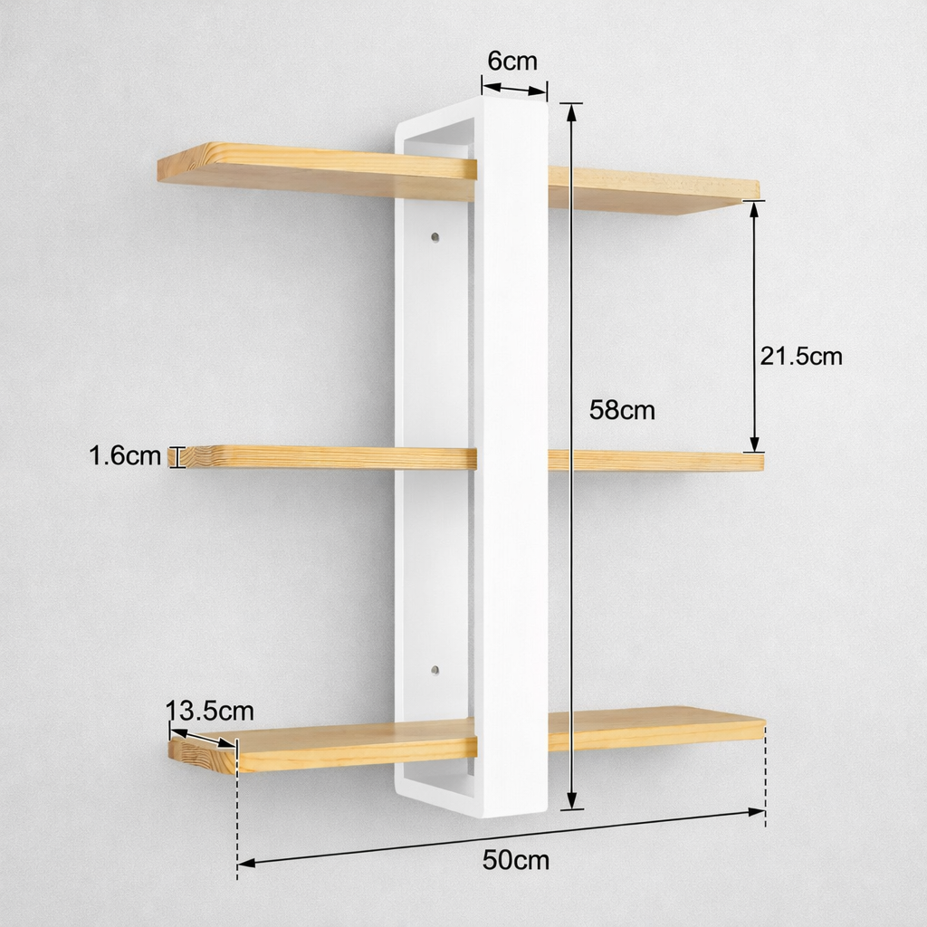 Dimensions de l'étagère blanche