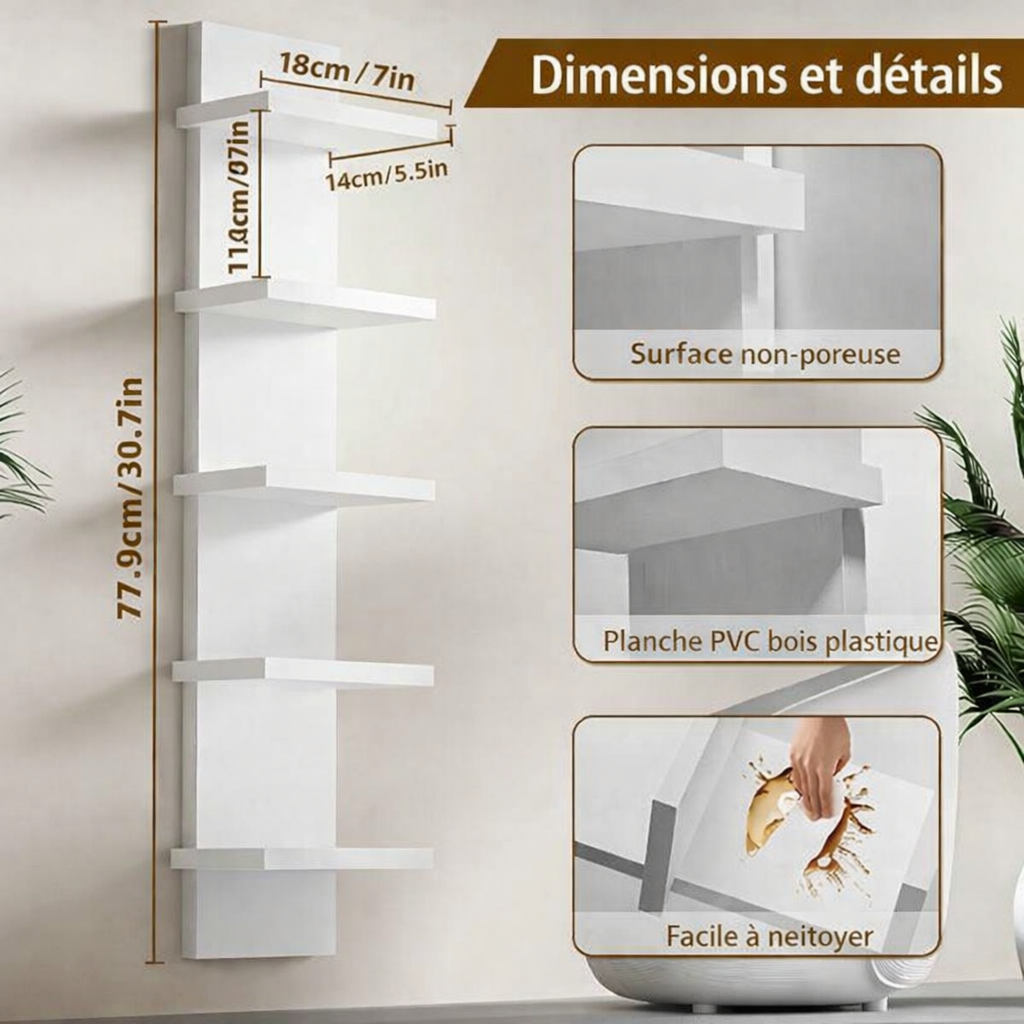Dimensions étagère murale Nordic 5 niveaux Le Range-Tout