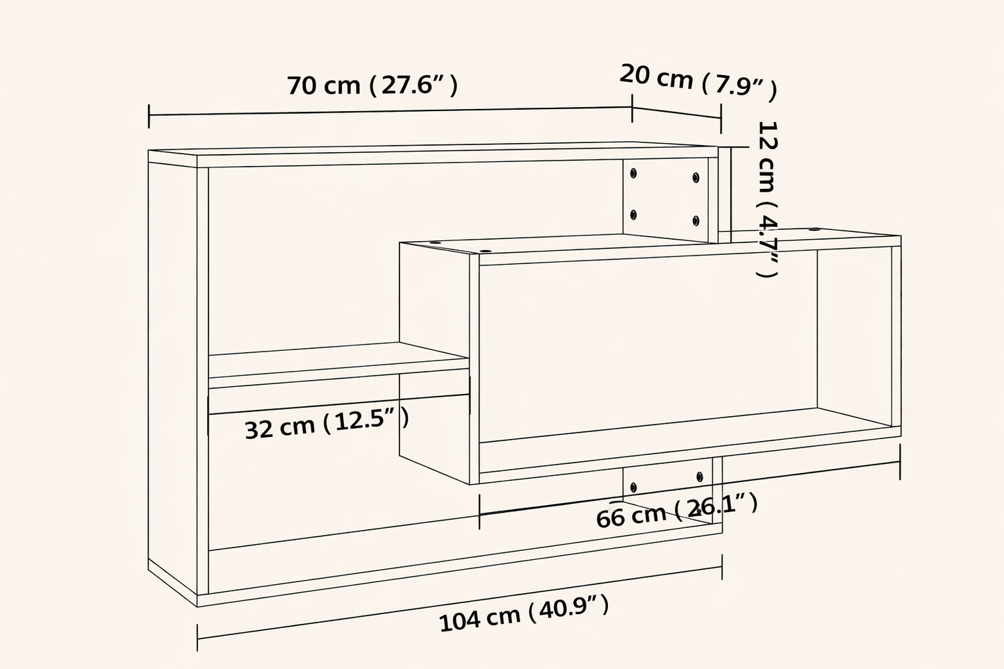 Dimensions de l'étagère murale