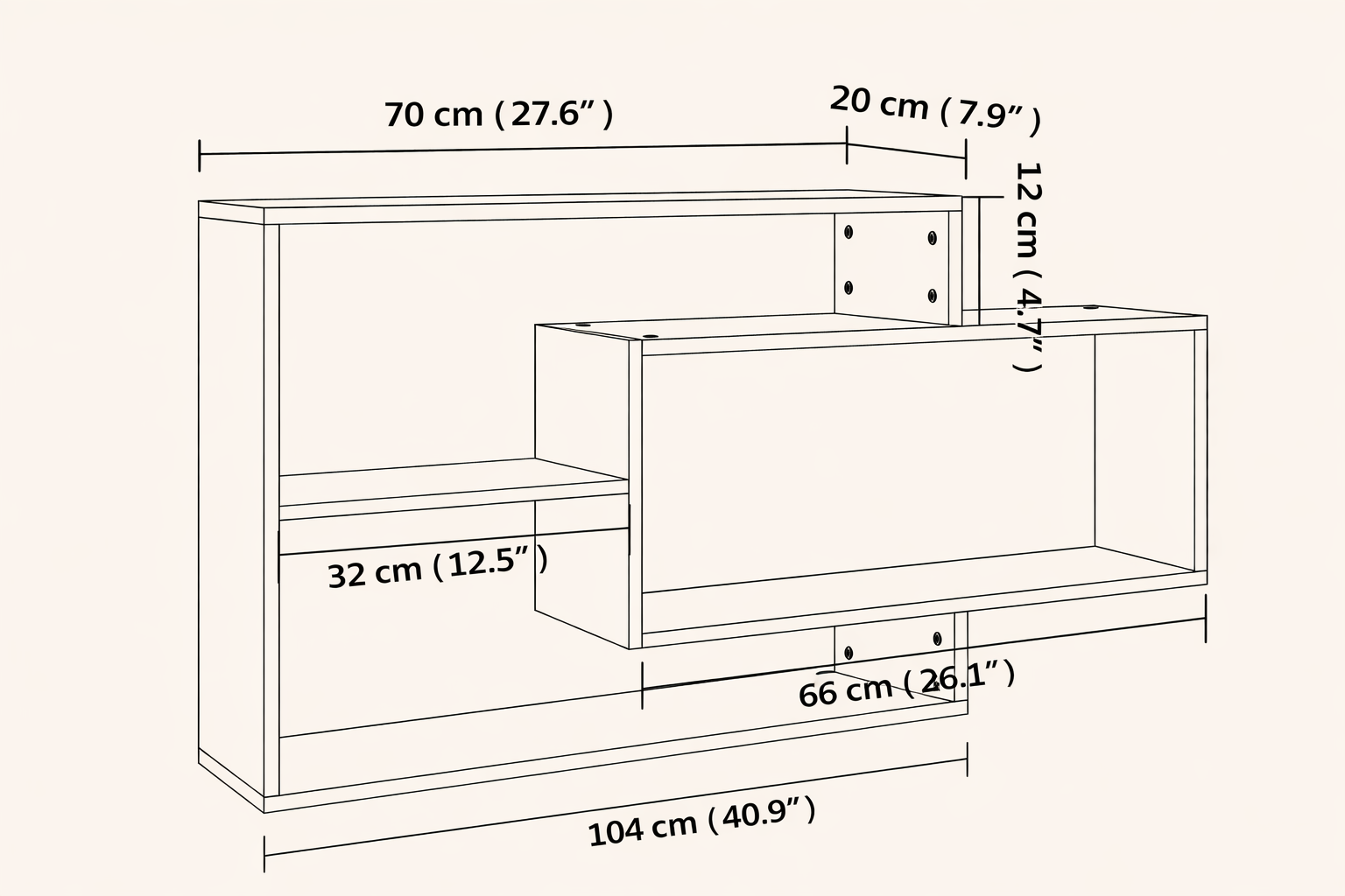 Dimensions de l'étagère murale