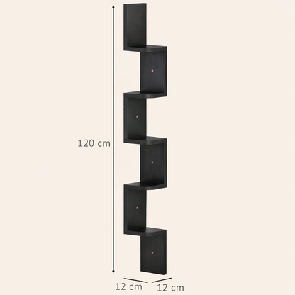 Dimensions de l’étagère murale zigzag 5 niveaux en angle