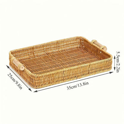 Visuel des dimensions du panier en rotin rectangle