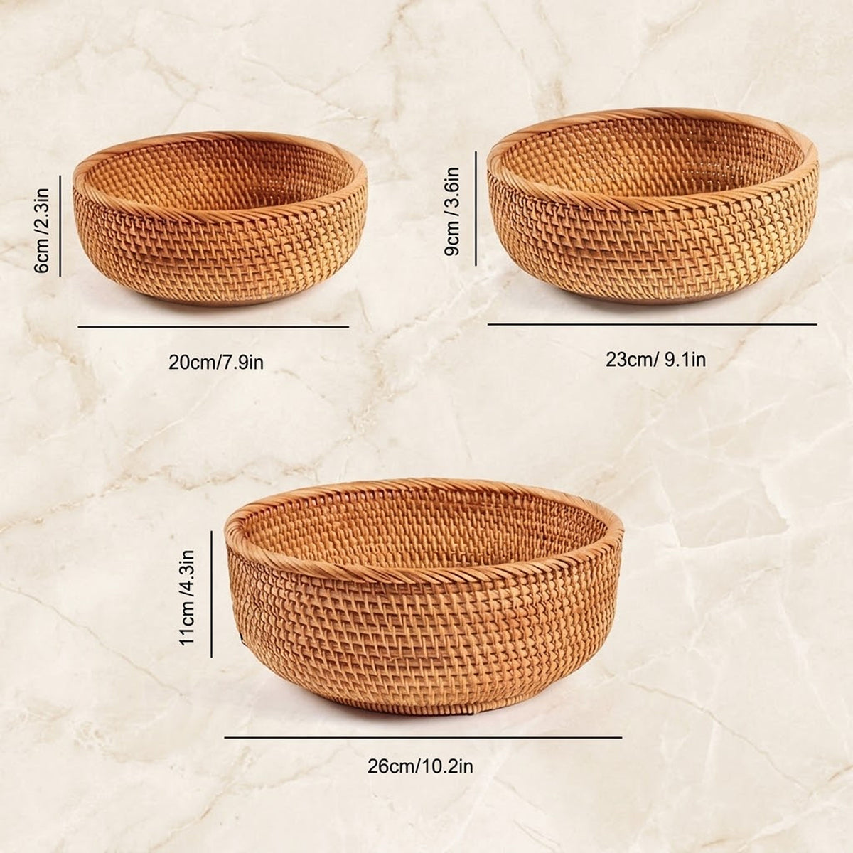 Dimensions des paniers en osier