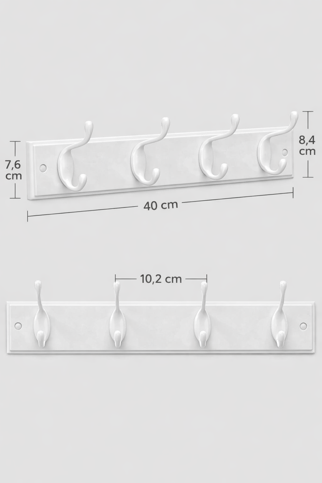 Dimensions de la patère blanche