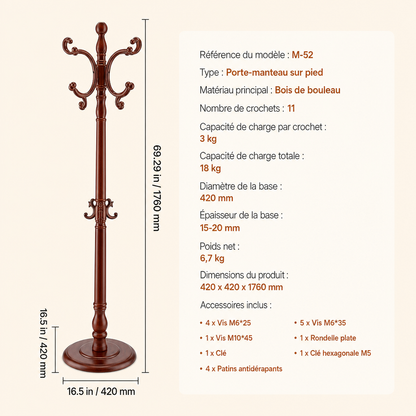 Dimensions du porte manteau