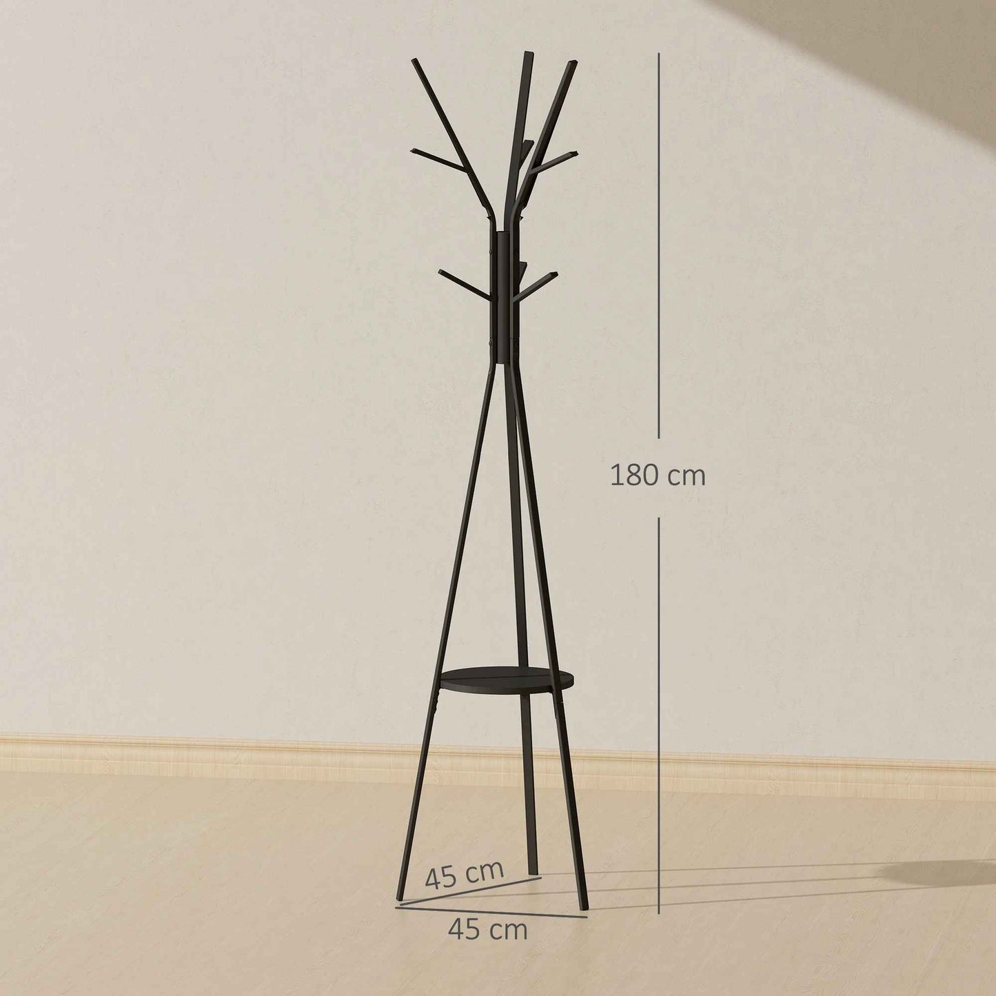 Dimensions du porte-manteau nordique en métal – finition noire élégante