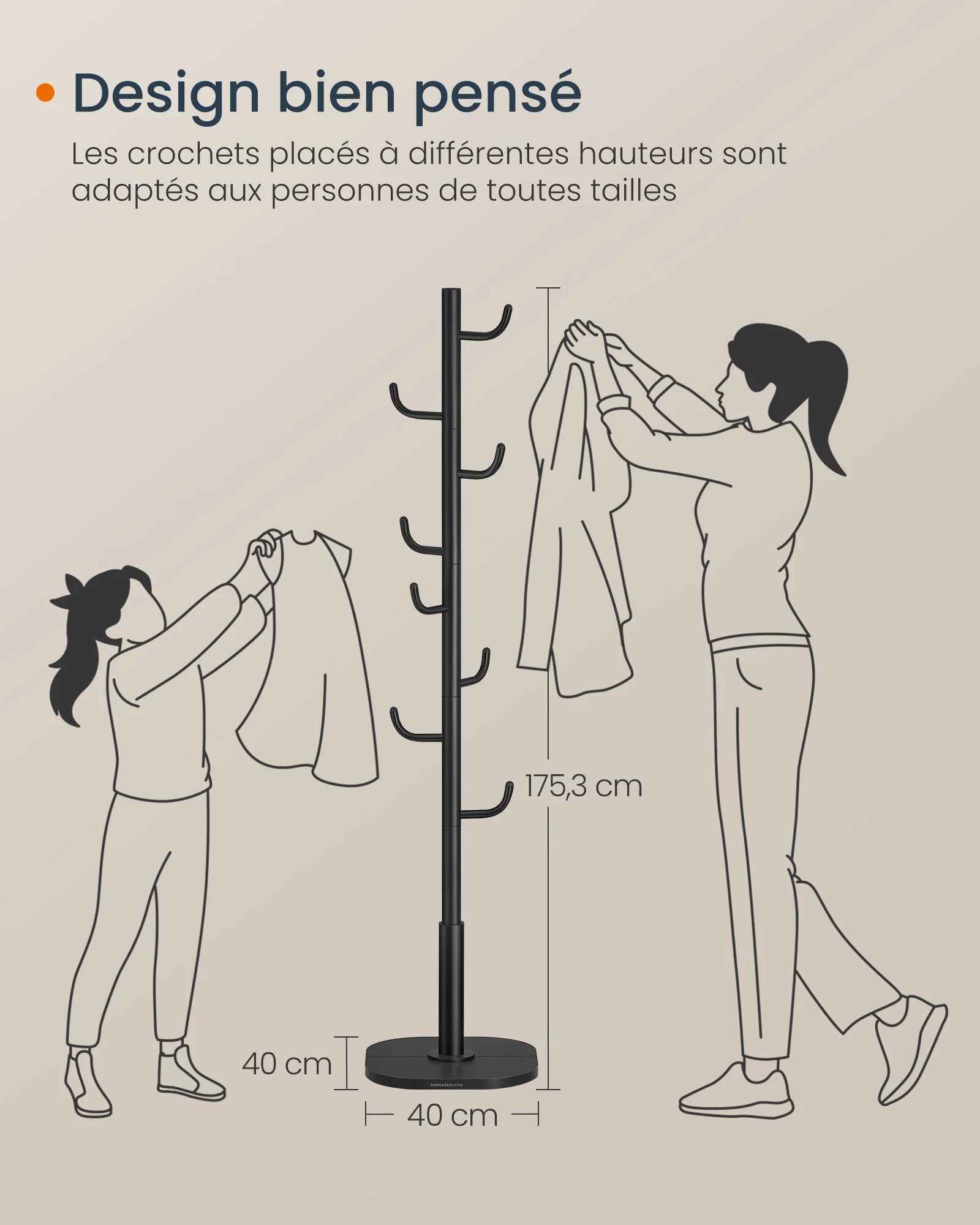 Dimensions du porte-manteau