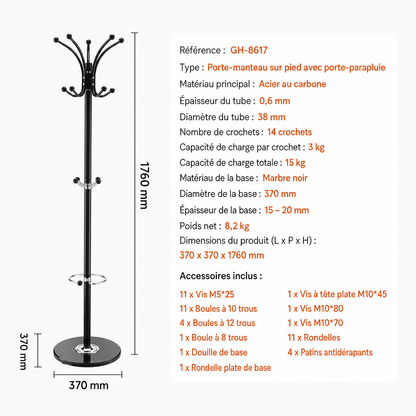 Dimensions du porte manteau