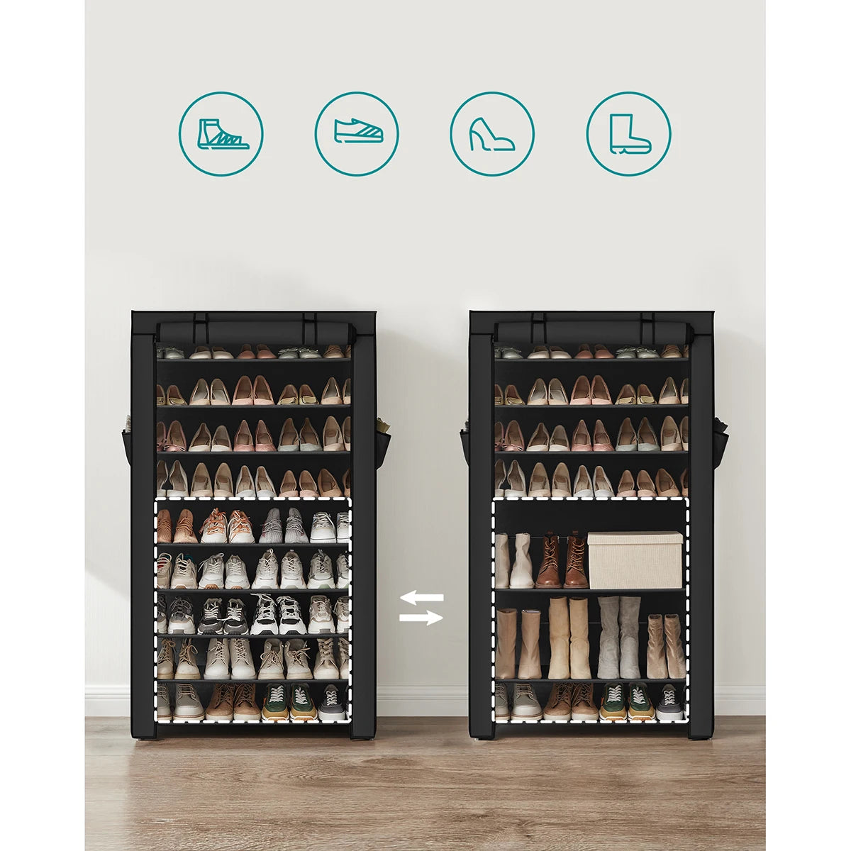 Étagère à chaussures modifiables pour tout types de chaussures