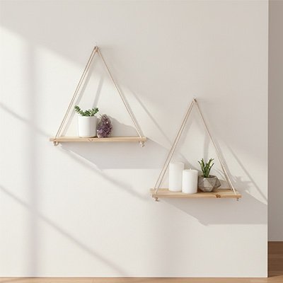 Étagère de bois dans un couloir