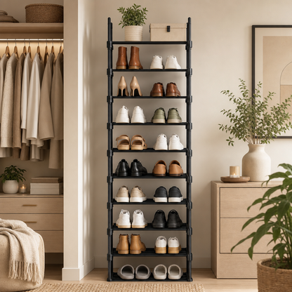 Étagère à Chaussures | 10 Niveaux Métal Robuste