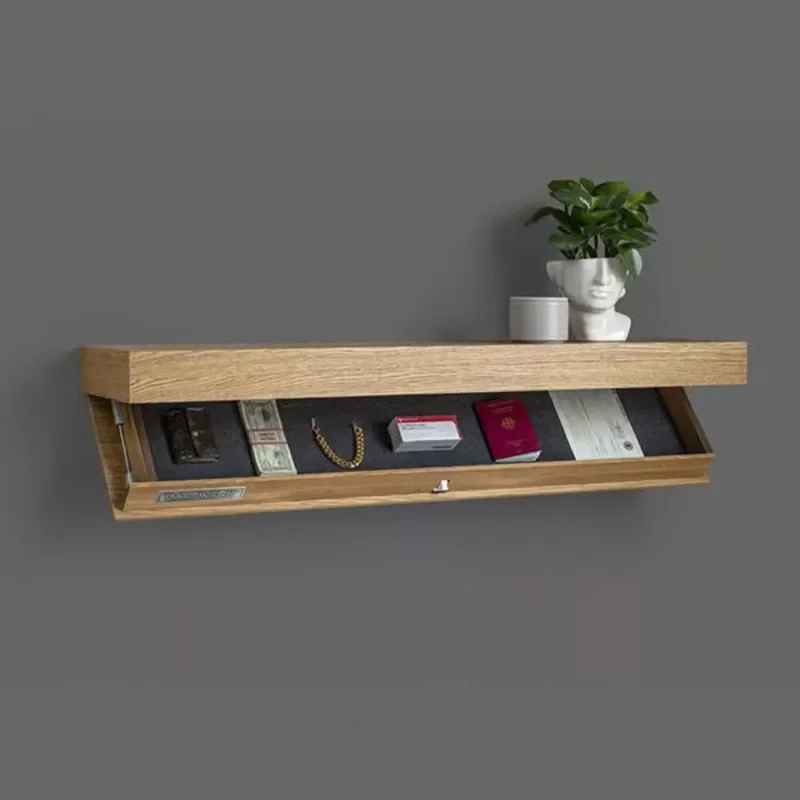 Étagère murale couleur bois fixée sur un mur