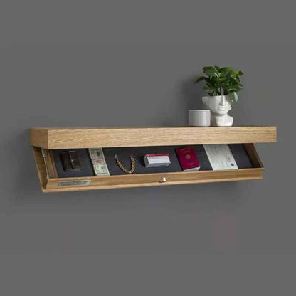 Étagère murale couleur bois fixée sur un mur