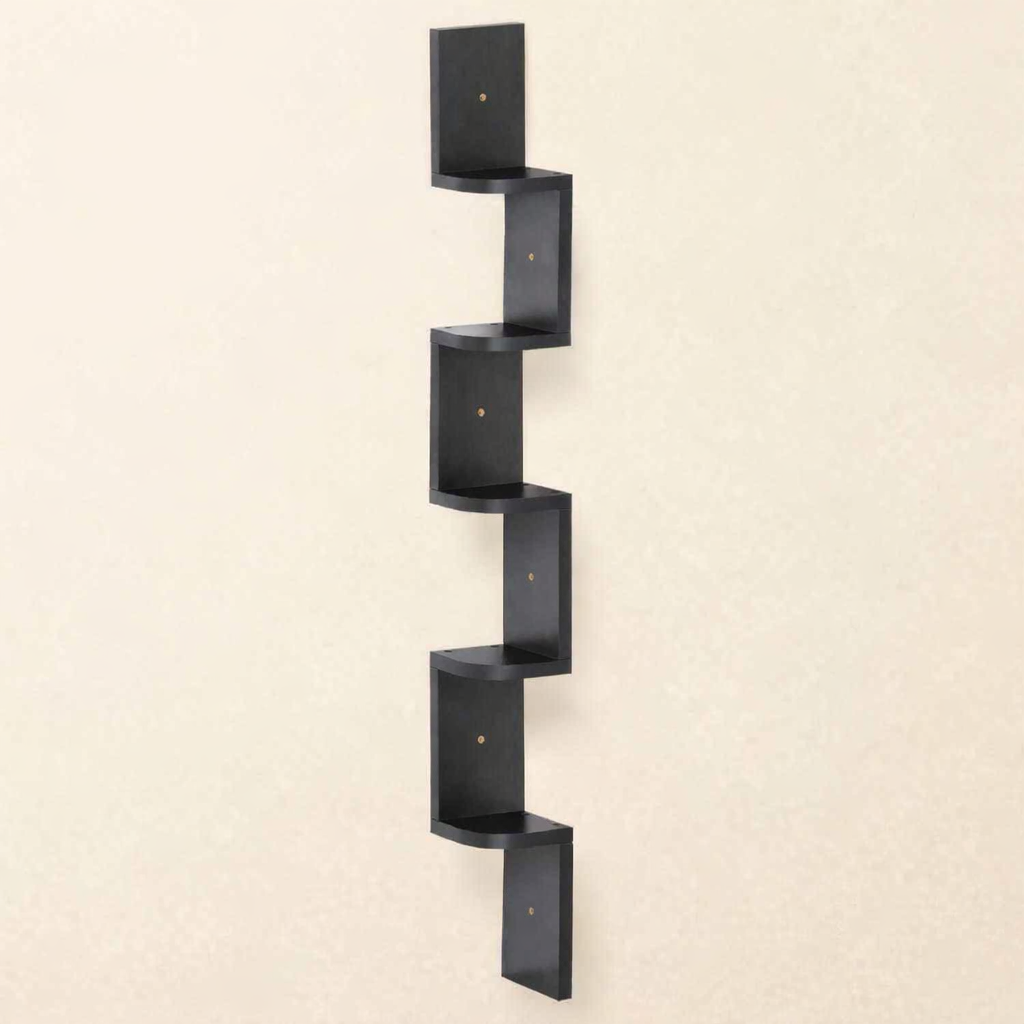 Étagère murale noire zigzag 5 niveaux