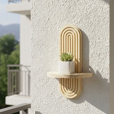Etagere murale bois à l'extérieur