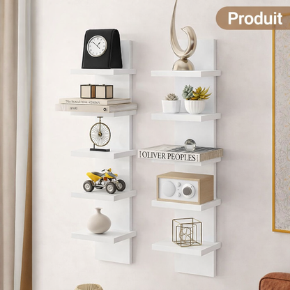 Étagère murale Nordic 5 niveaux fixée au mur dans un couloir