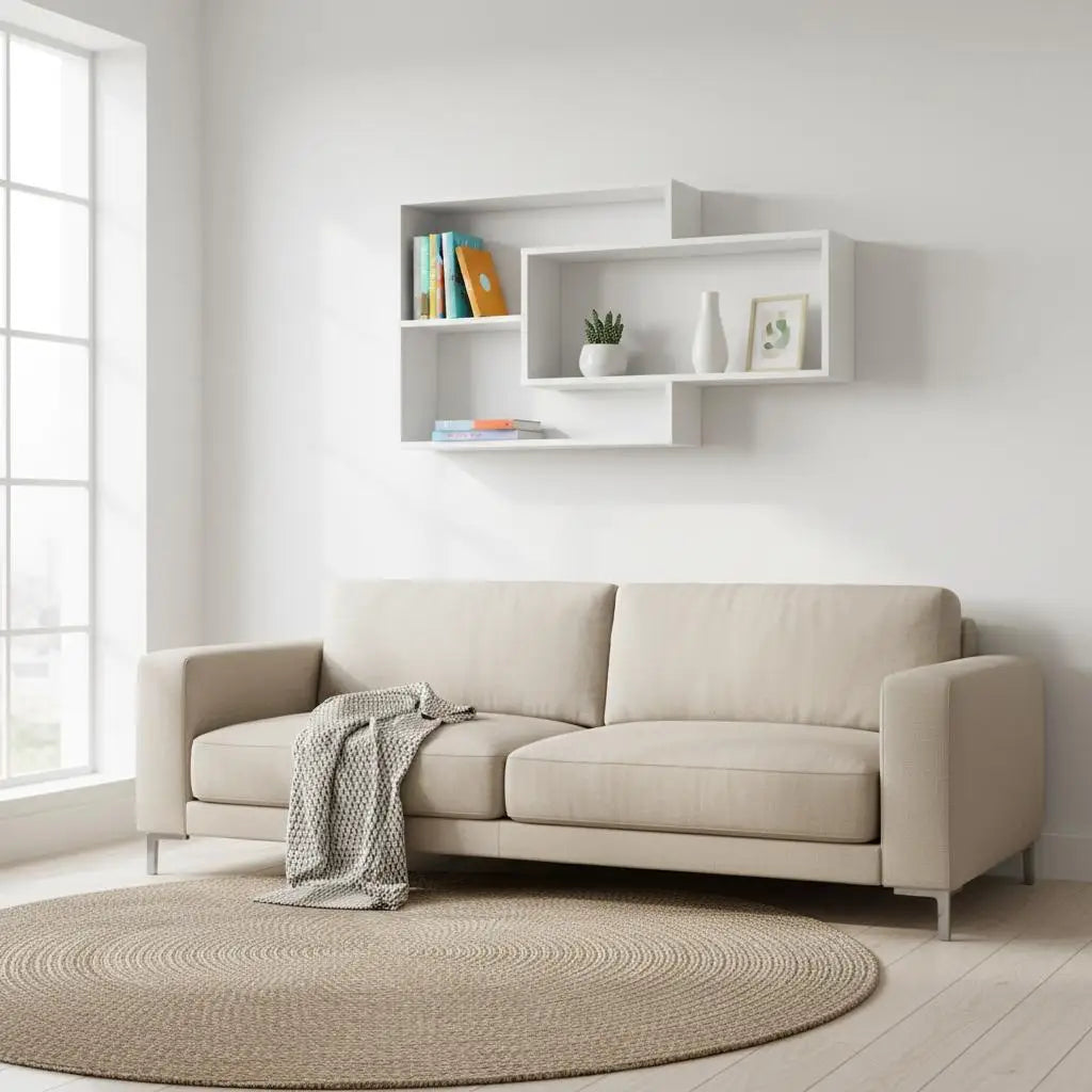 Étagère murale blanc type 4 dans un salon