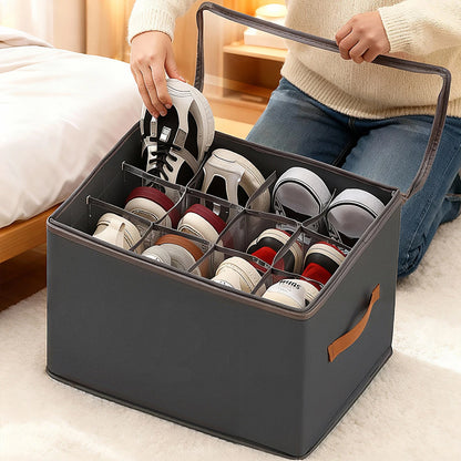 femme qui insère une chaussure dans le range chaussures