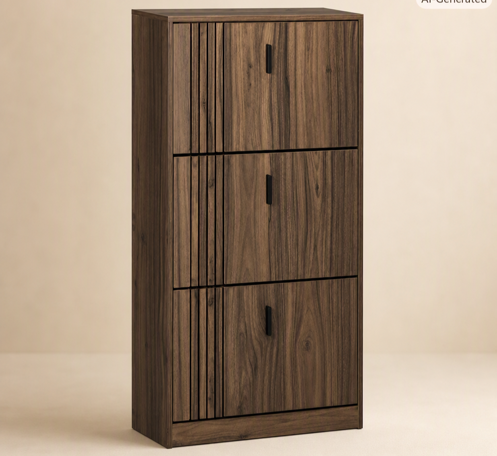 meuble chaussure entrée | Compact Noyer 18 Paires