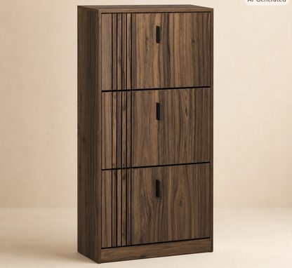 meuble chaussure entrée | Compact Noyer 18 Paires