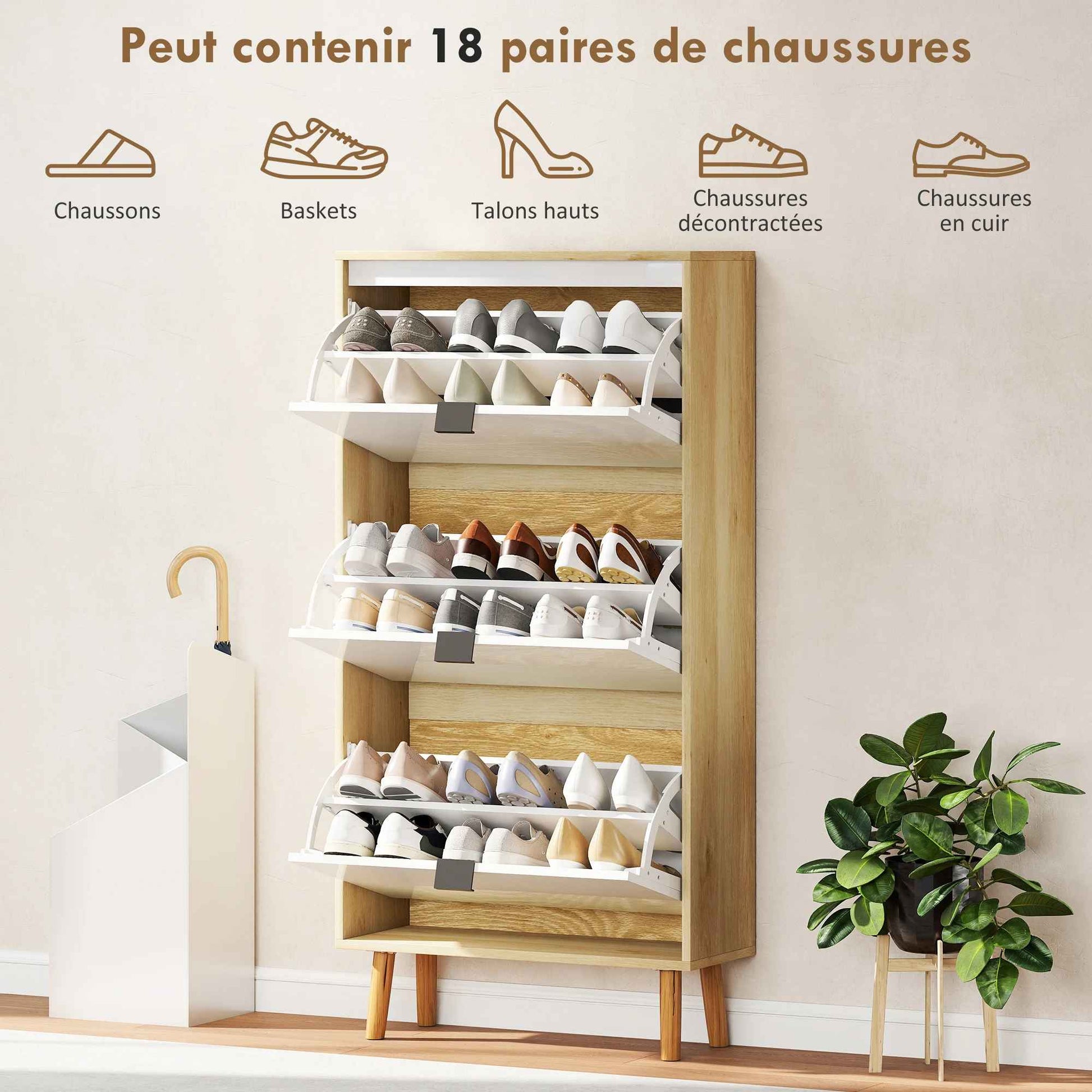 Meuble à chaussures 18 paires