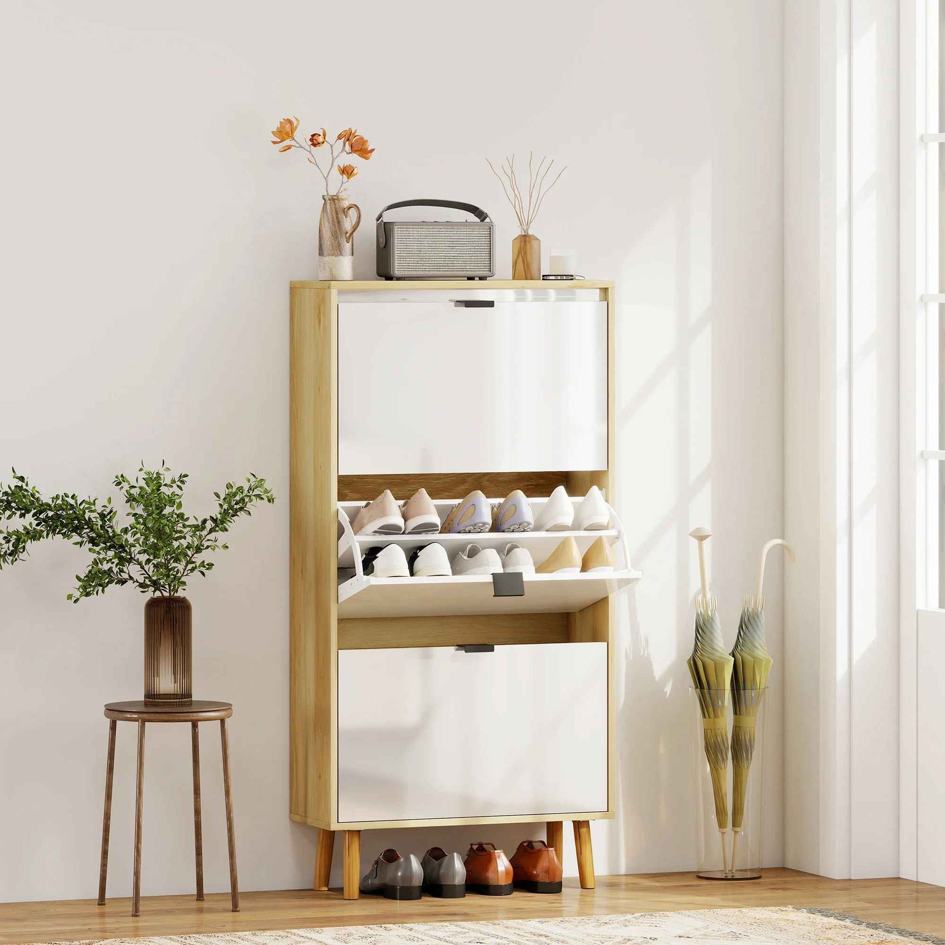 Meuble à chaussure dans une entrée