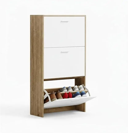 Meuble d'entrée couleur bois et blanc