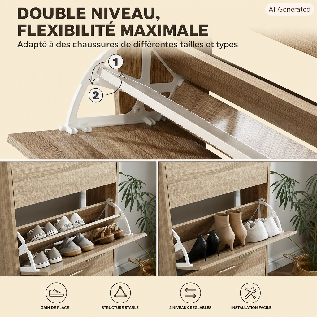 Meuble d'entrée avec double niveau