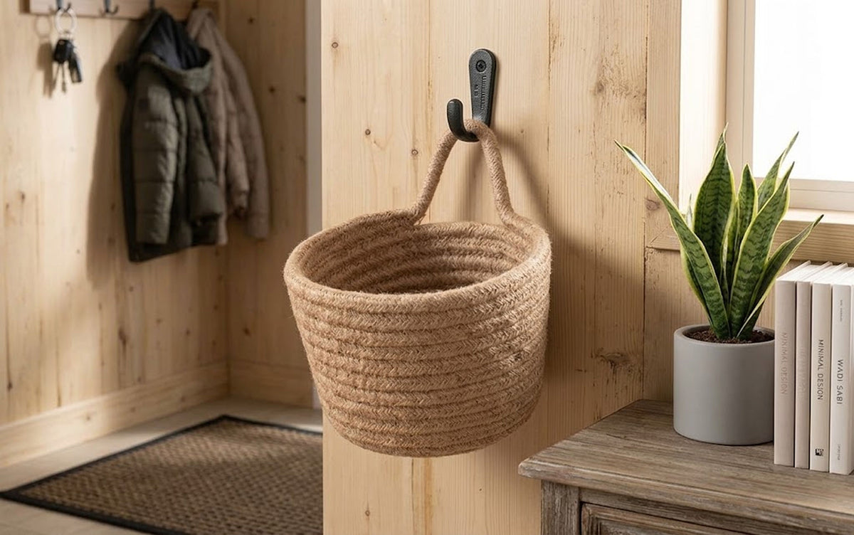 Panier de rangement dans une entrée